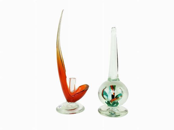 Two complements for lighting in submerged Murano glass  - Auction The Muccia Breda Collection in Villa Donà -  Borbiago of Mira (Venice) - Maison Bibelot - Casa d'Aste Firenze - Milano
