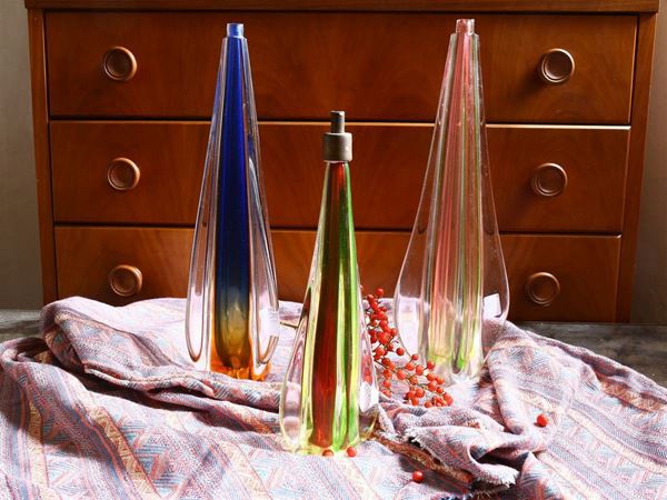 Three bases for table lamps in submerged Murano glass