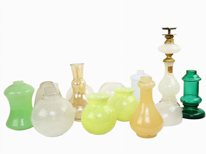 Miscellanea di Basi per Lumi da Tavolo in Vetro Opaline di Murano