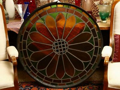 Grande Vetrata Circolare a Cattedrale per Plafoniera