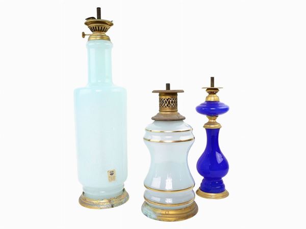 Three bases for table lamps in opaline glass, Cenedese