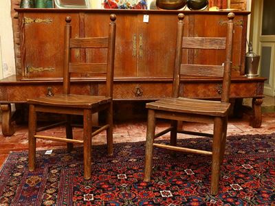 Serie di Quattro Sedie in Legno Tenero