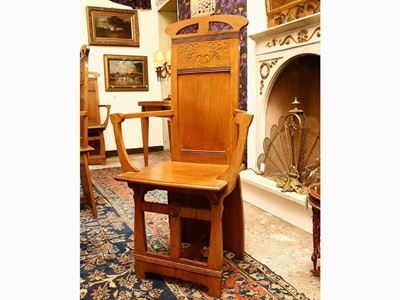 Serie di Sei Poltroncine Art Nouveau in Rovere