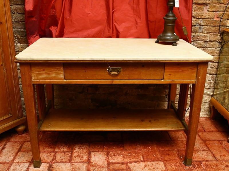Tavolo di Servizio da Cucina in Legno Tenero