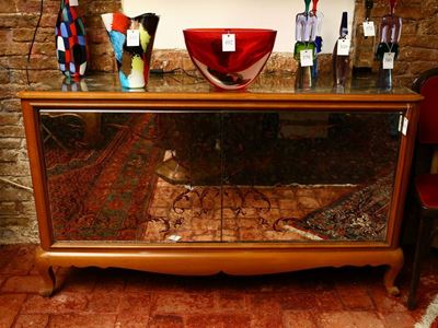 Credenza in Legno Biondo e Specchio