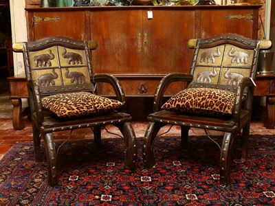 Coppia di Poltroncine Esotiche in Tek