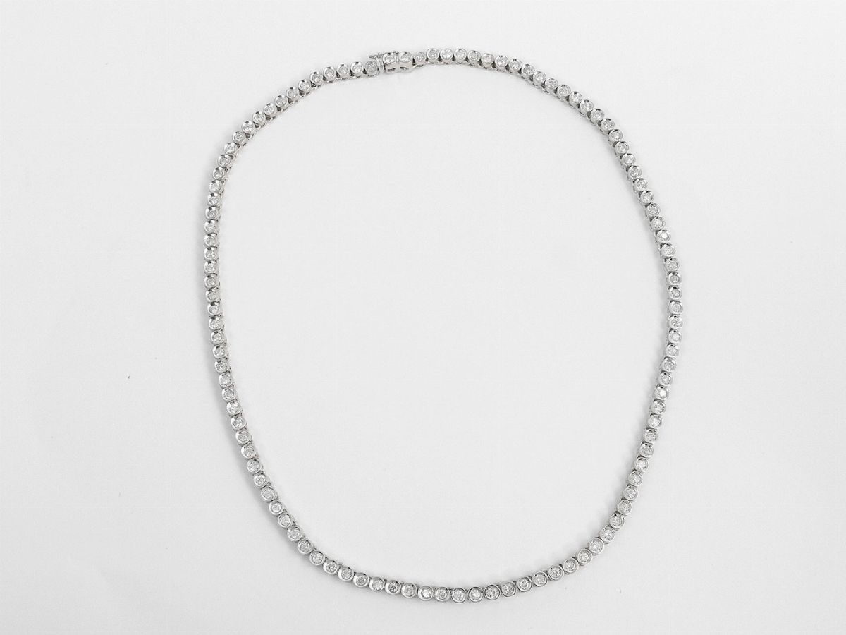 Girocollo Tennis in Oro Bianco con Diamanti