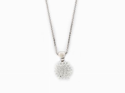 Catenina e Pendente in Oro Bianco con Diamanti