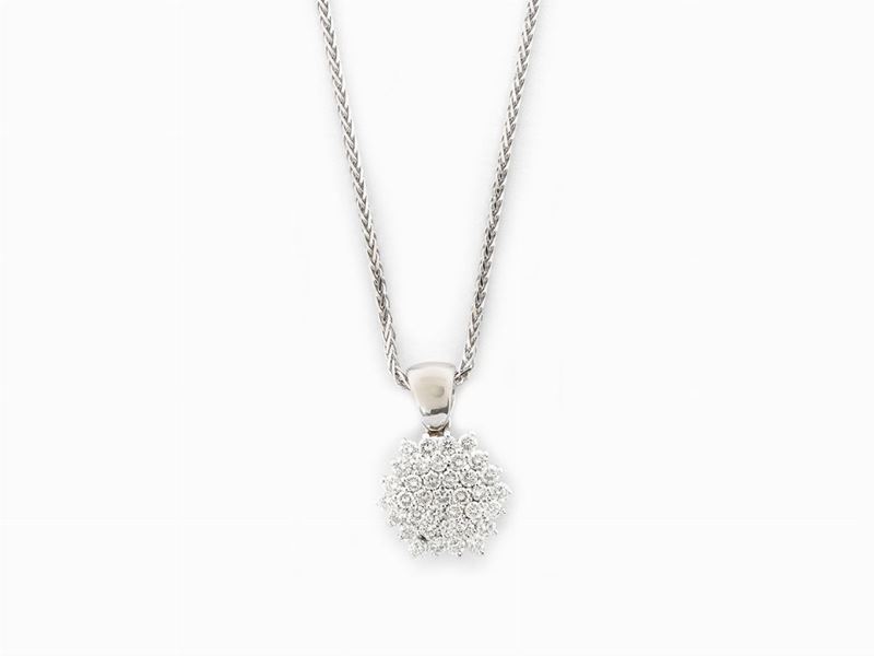 Catenina e Pendente in Oro Bianco con Diamanti