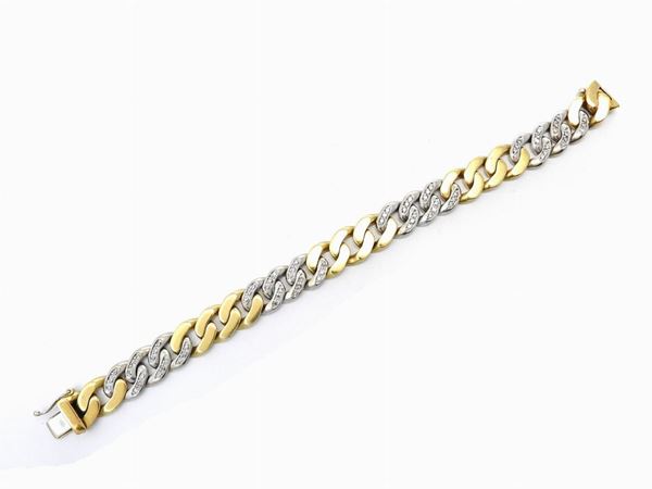 White and yellow gold groumette bracelet with diamonds