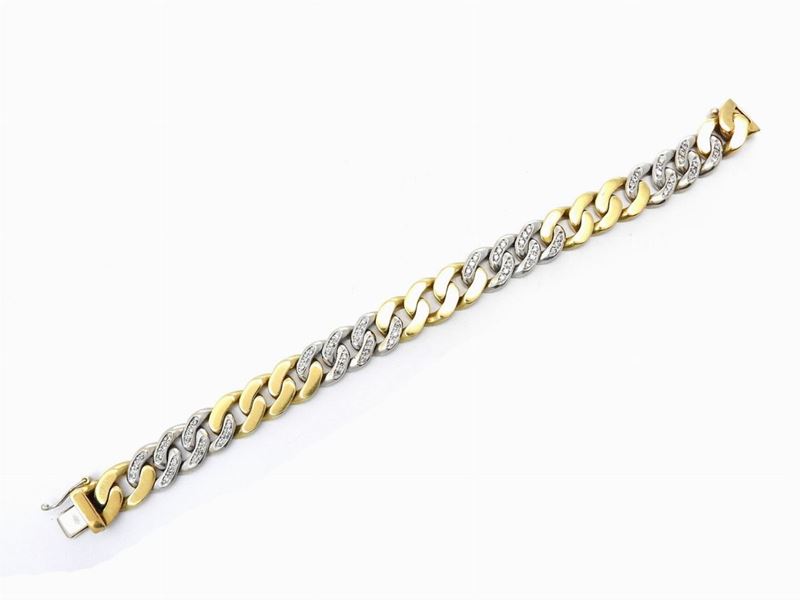 Bracciale Groumette in Oro Bianco e Giallo con Diamanti