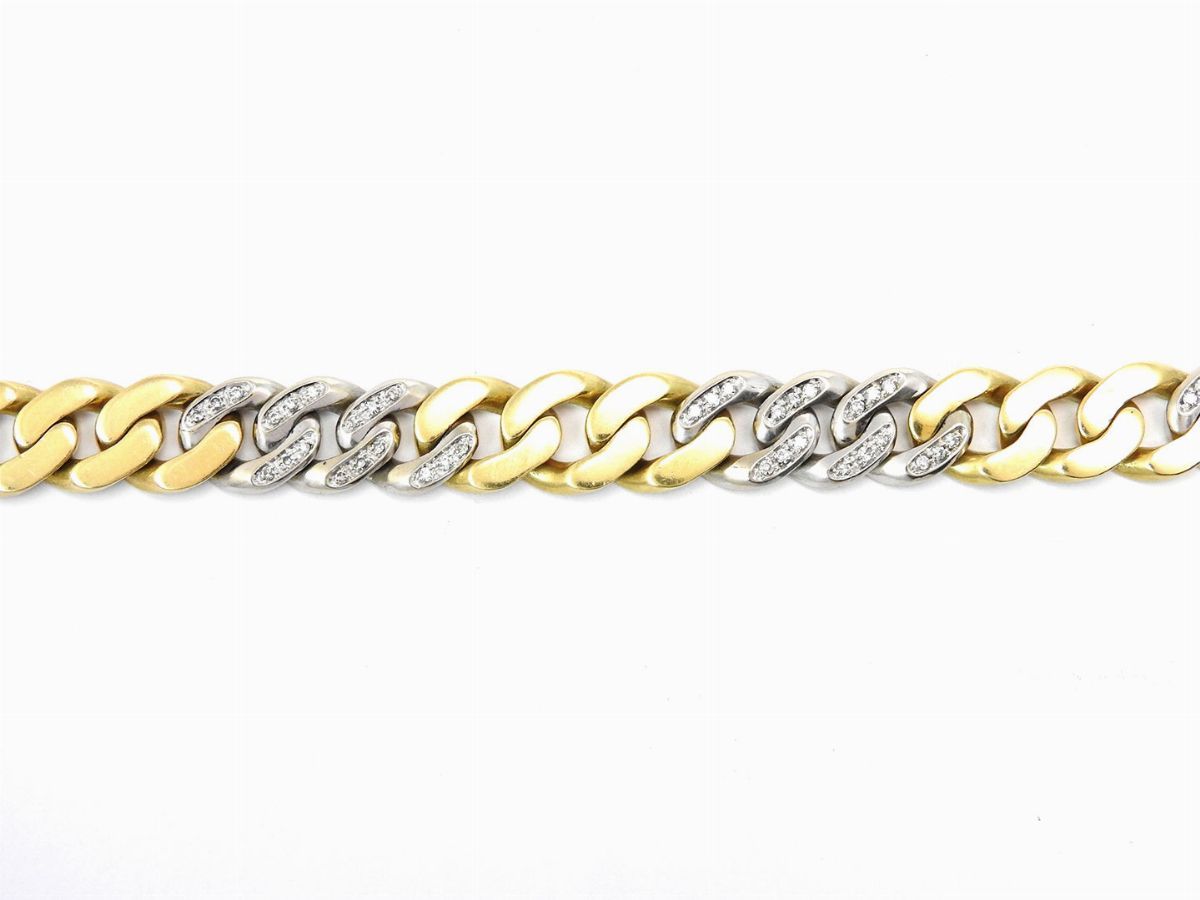 Bracciale Groumette in Oro Bianco e Giallo con Diamanti
