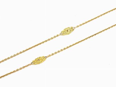Lunga Collana in Oro Giallo con Diamanti