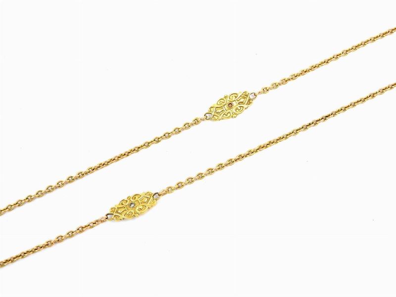 Lunga Collana in Oro Giallo con Diamanti