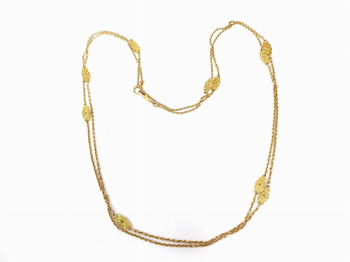 Lunga Collana in Oro Giallo con Diamanti
