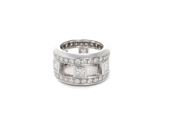 White gold pinky band ring with diamonds