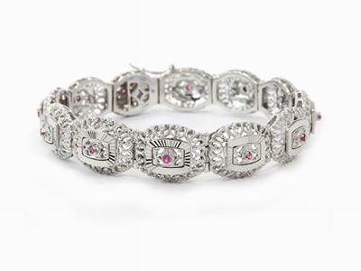 Bracciale in Oro Bianco con Rubini