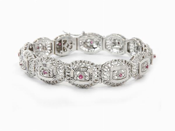 White gold bracelet with rubies