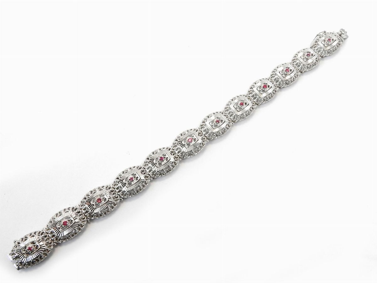 Bracciale in Oro Bianco con Rubini