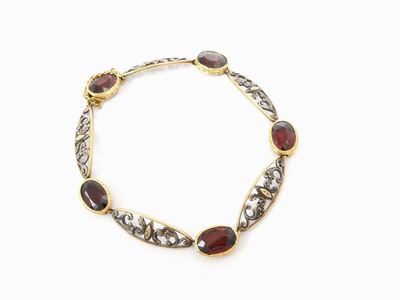 Bracciale in Oro Giallo e Argento con Granati