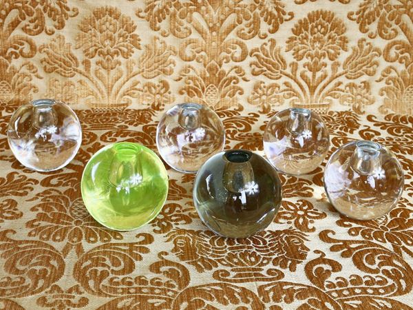 Series of six Cenedese glass candle holders