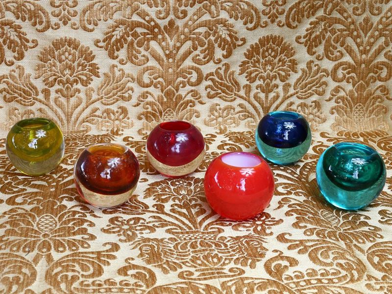 Serie di Sei Portacandele Cenedese in Vetro Sommerso