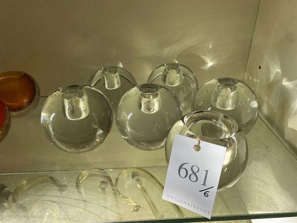 Set of six glass candle holders