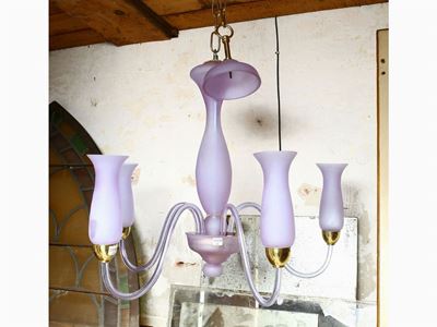 Lampadario in Vetro Satinato Viola