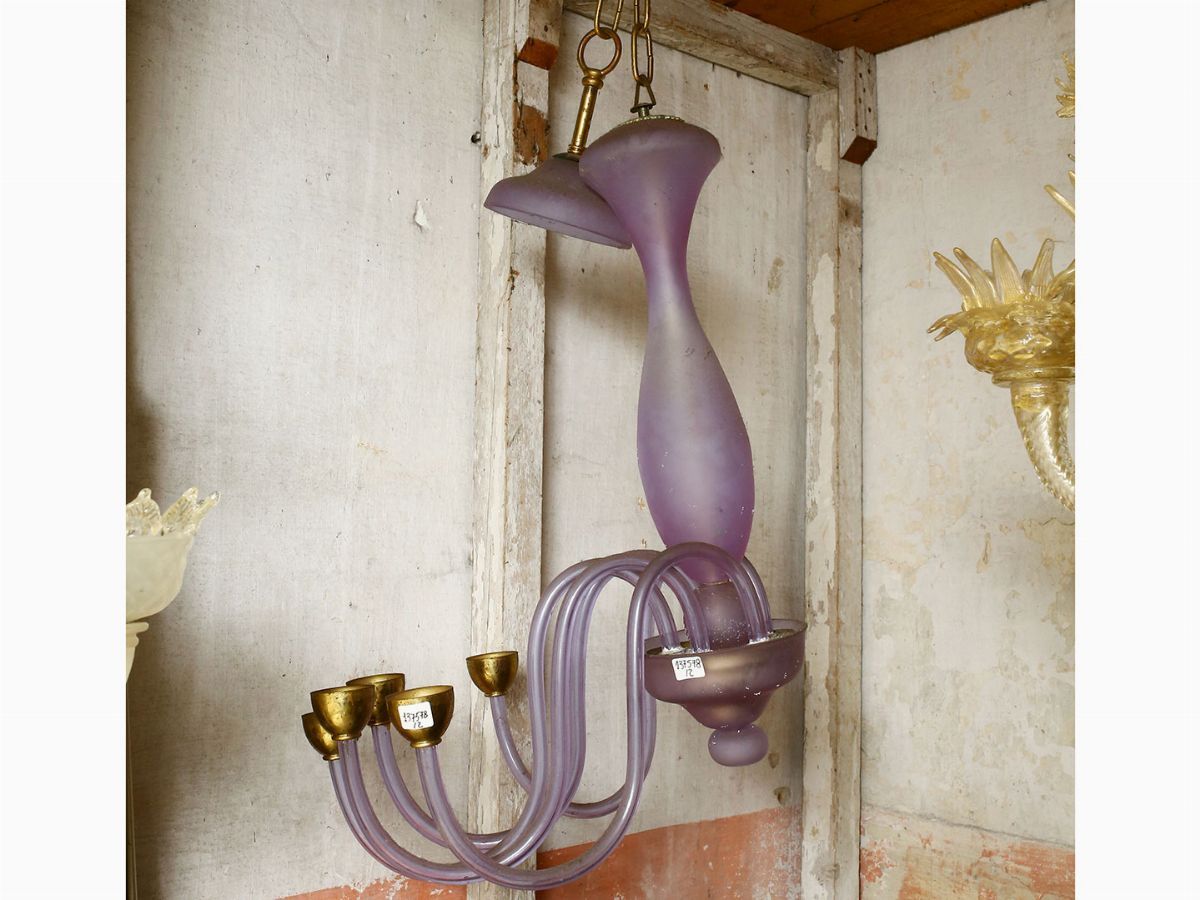 Lampadario in Vetro Satinato Viola