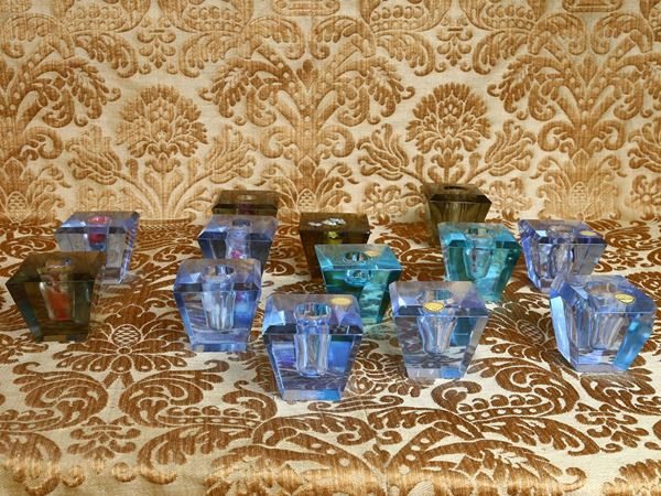 Series of thirteen glass candle holders, Cesare Toso