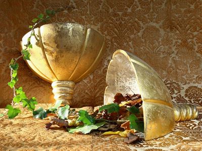 Coppia di Appliques in Terraccotta Dorata