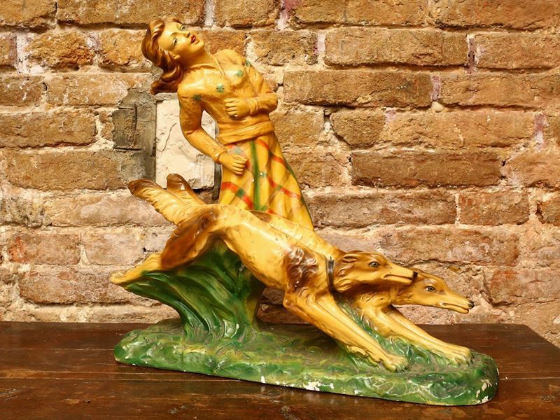 Grande Gruppo Figurativo in Gesso Policromo