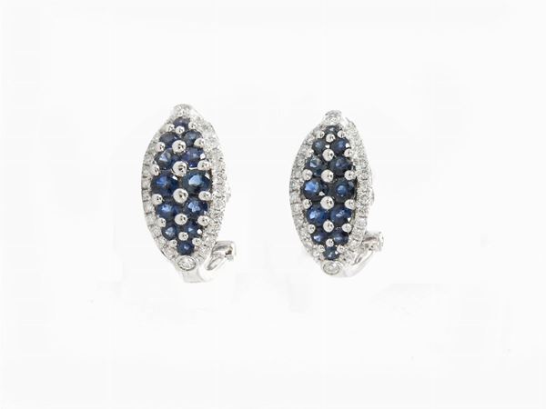 White gold earrings with diamonds and sapphires  - Auction Jewels and Watches - Maison Bibelot - Casa d'Aste Firenze - Milano