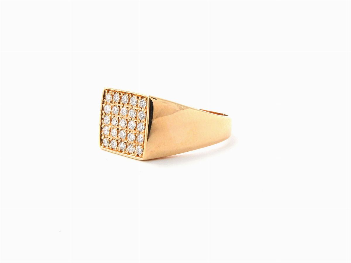 Anello Chevalier in Oro Rosa con Diamanti