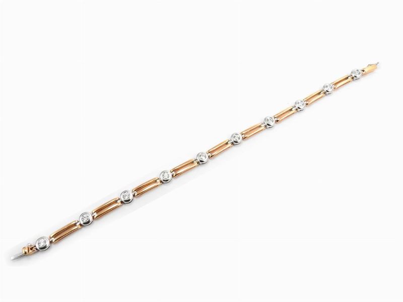 Bracciale in Oro Bianco e Rosa con Diamanti