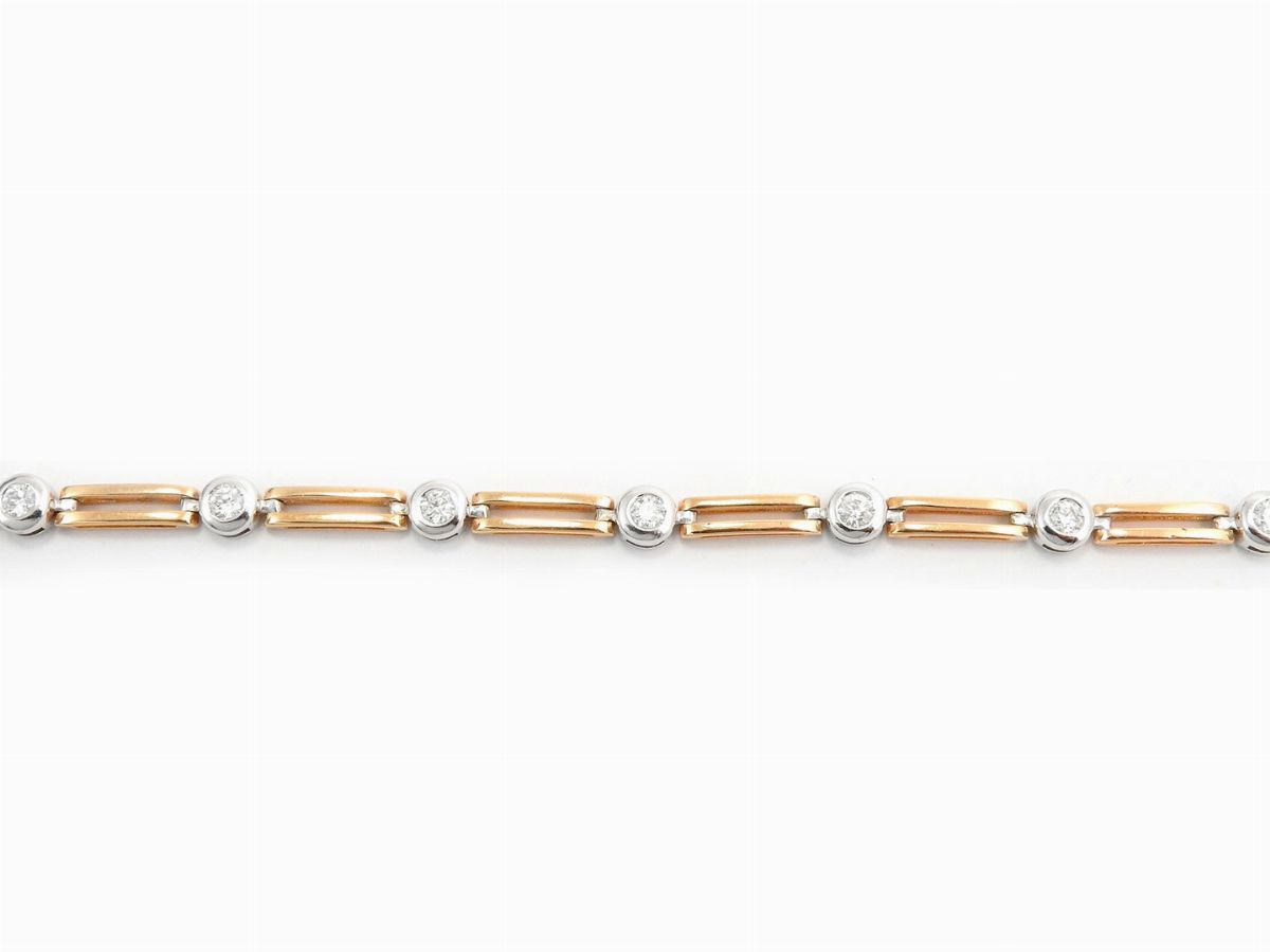 Bracciale in Oro Bianco e Rosa con Diamanti