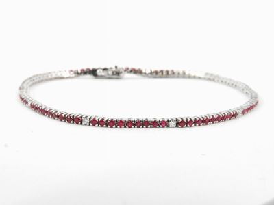 Bracciale Tennis in Oro Bianco con Diamanti e Rubini