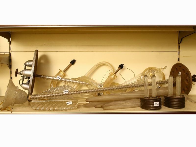 Lotto di Accessori per Lampadari in Vetro Soffiato di Murano