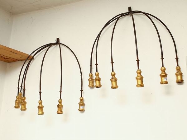 Pair of wrought iron wall lights