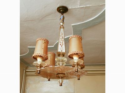 Piccolo Lampadario in Bachelite Trasparente