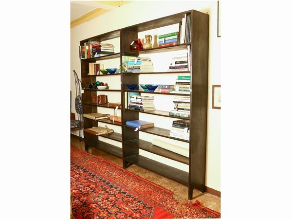 Open bookcase in soft ebonized wood  - Auction The Muccia Breda Collection in Villa Donà -  Borbiago of Mira (Venice) - Maison Bibelot - Casa d'Aste Firenze - Milano