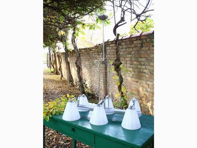 Lampadario a Barra in Metallo Cromato e Vetro di Murano