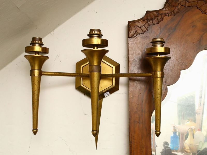 Coppia di Grandi Applique in Ottone