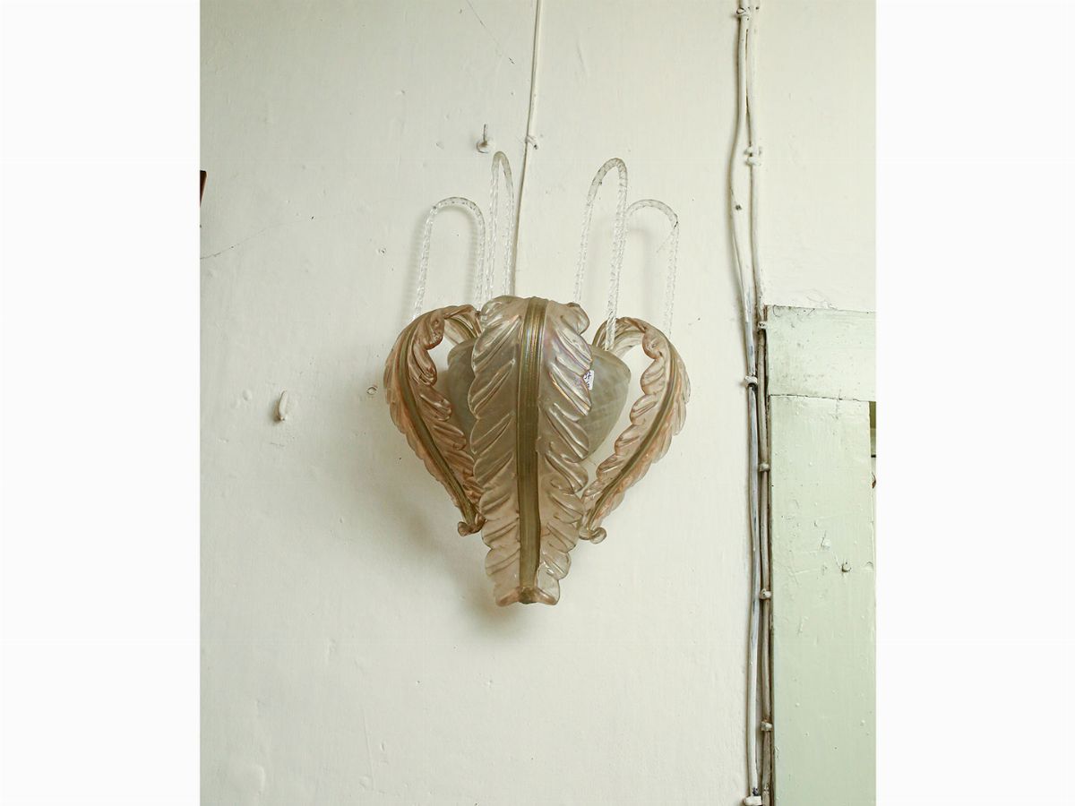 Coppia di Applique in Vetro Soffiato di Murano