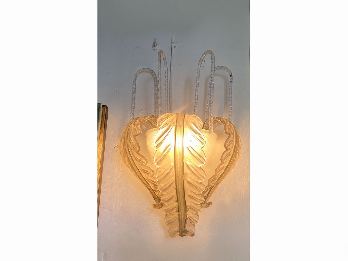 Coppia di Applique in Vetro Soffiato di Murano