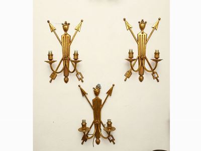 Serie di Tre Applique in Metallo Dorato