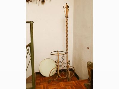 Base per Piantana in Ferro Battuto Laccato Bianco