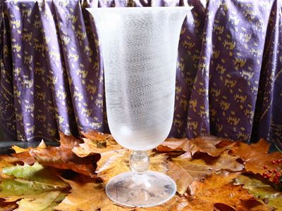 Vaso in Vetro Soffiato di Murano a Reticello
