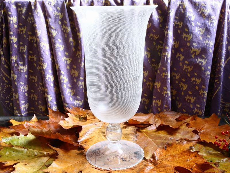 Vaso in Vetro Soffiato di Murano a Reticello