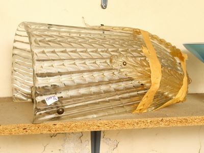 Coppia di Grandi Applique in Vetro Soffiato di Incolore di Murano